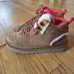 UGG Brown Suede Boots with Red Accents